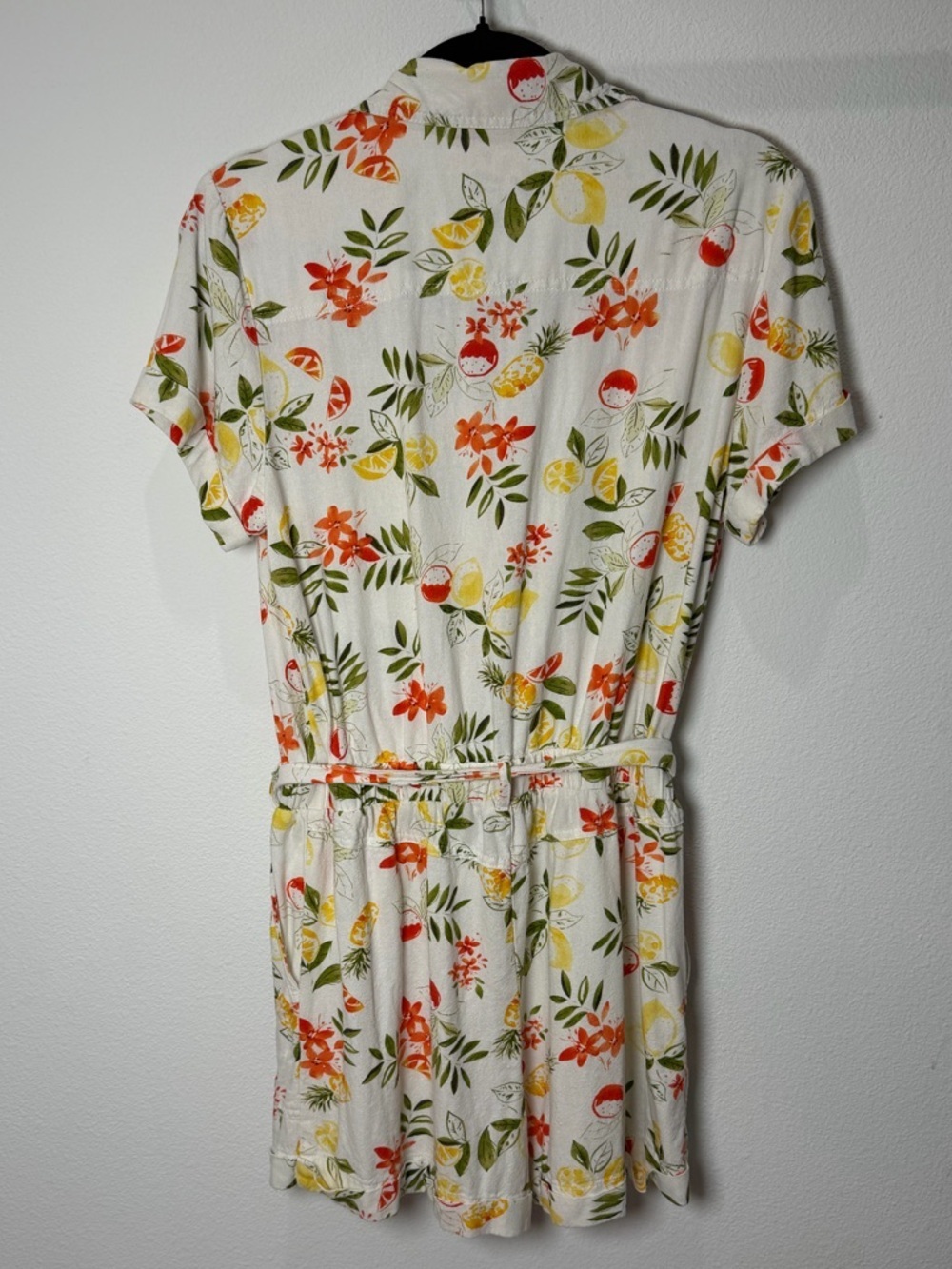 Velvet Heart Vintage Lemon Citrus Floral Romper Linen Blend Cottagecore Summer S - Picture 6 of 11